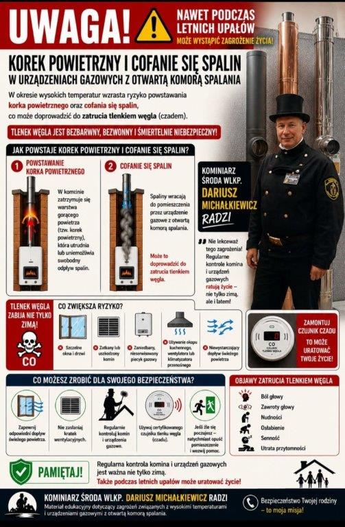 Korek powietrzny i cofanie się spalin w urządzeniach gazowych z otwartą komorą spalania.